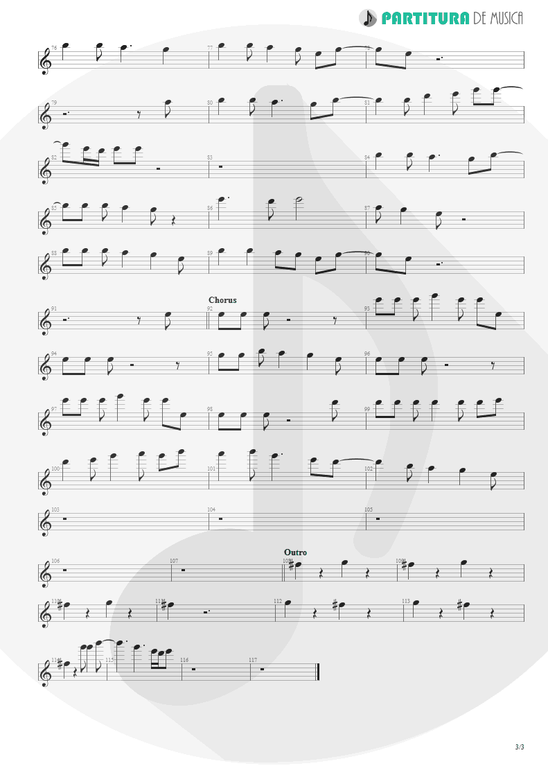 Partitura de musica de Canto - The Morning After | Faith No More | The Real Thing 1989 - pag 3