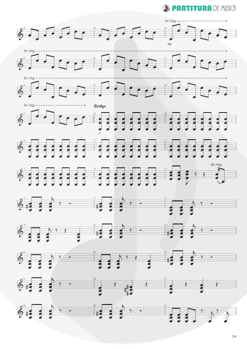 Partitura de musica de Guitarra Elétrica - The Morning After | Faith No More | The Real Thing 1989 - pag 3