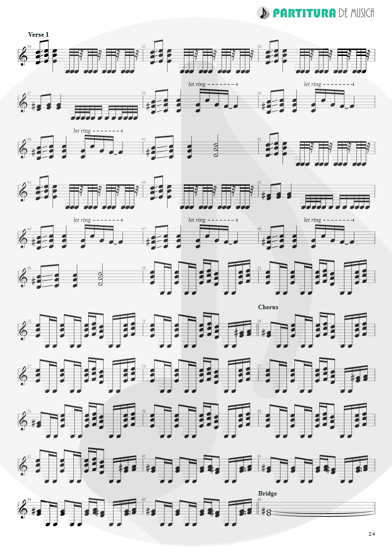 Partitura de musica de Guitarra Elétrica - The Real Thing | Faith No More | The Real Thing 1989 - pag 2