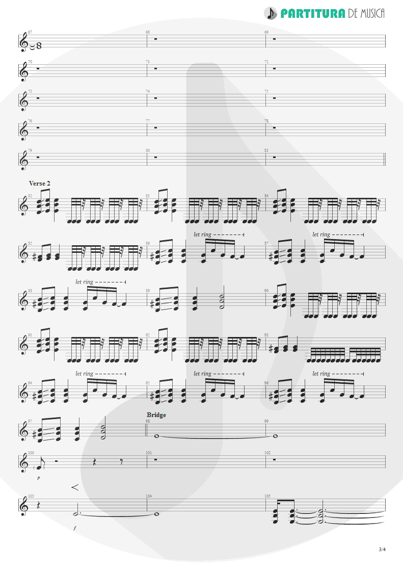 Partitura de musica de Guitarra Elétrica - The Real Thing | Faith No More | The Real Thing 1989 - pag 3