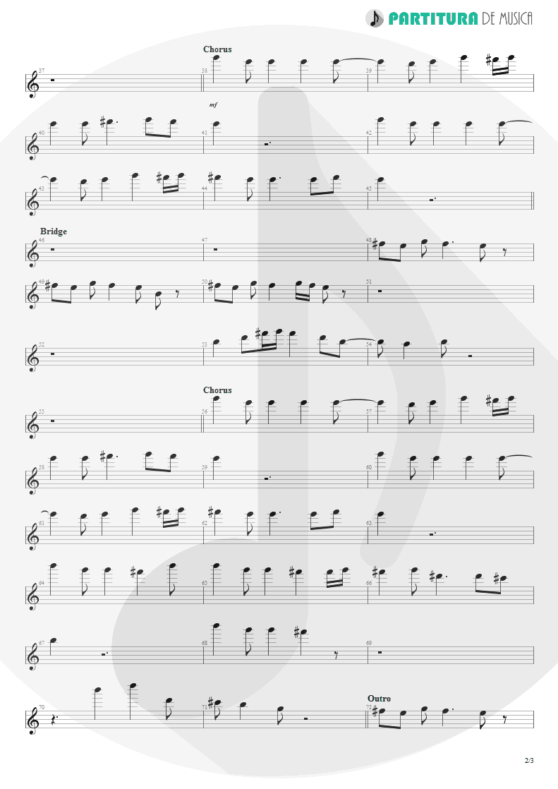 Partitura de musica de Canto - Underwater Love | Faith No More | The Real Thing 1989 - pag 2