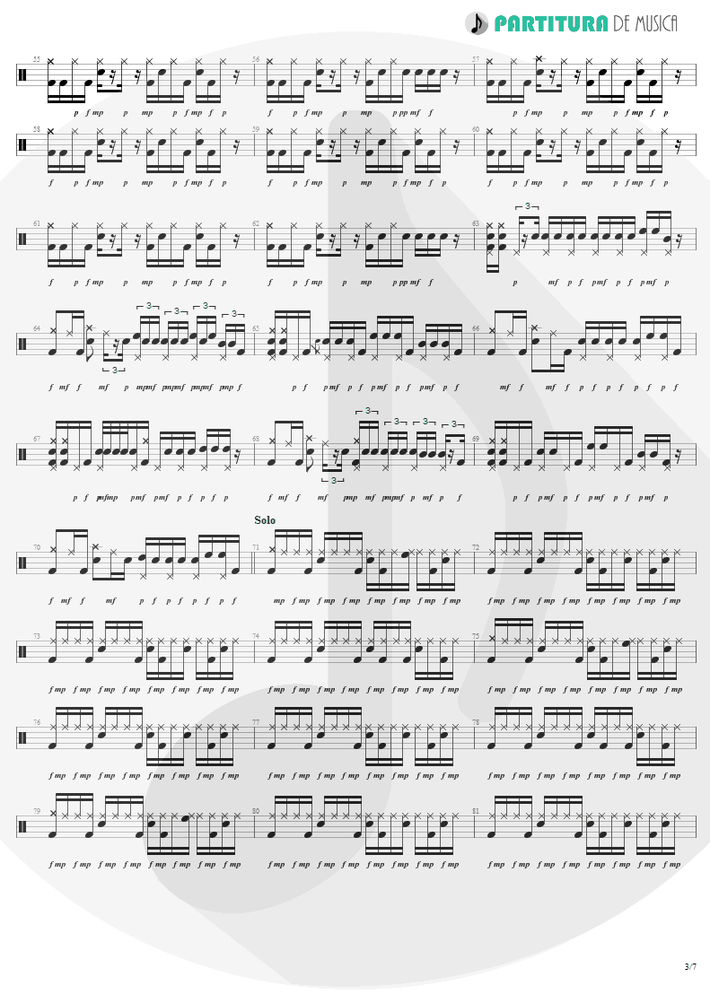 Partitura de musica de Bateria - War Pigs | Faith No More | The Real Thing 1989 - pag 3