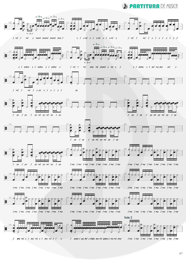 Partitura de musica de Bateria - War Pigs | Faith No More | The Real Thing 1989 - pag 5