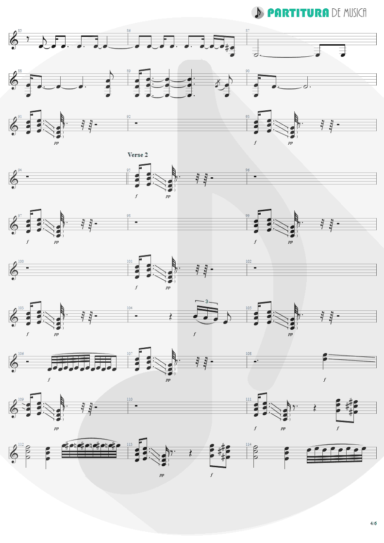 Partitura de musica de Guitarra Elétrica - War Pigs | Faith No More | The Real Thing 1989 - pag 4