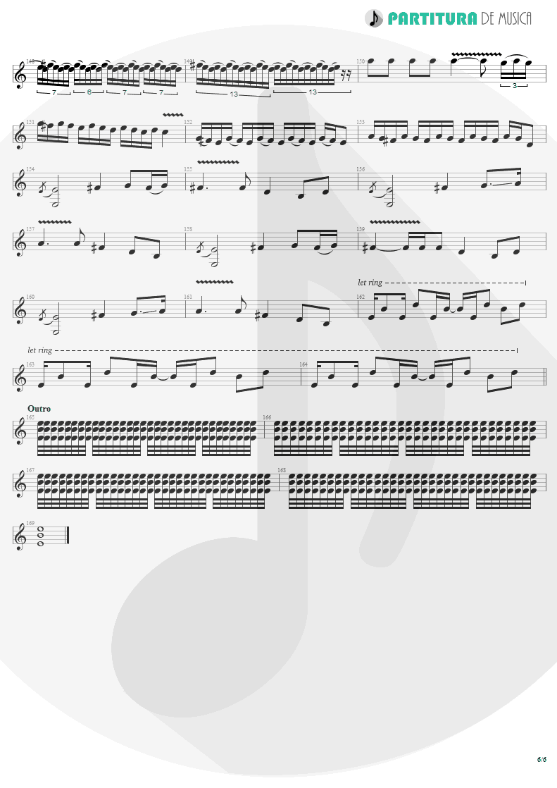 Partitura de musica de Guitarra Elétrica - War Pigs | Faith No More | The Real Thing 1989 - pag 6