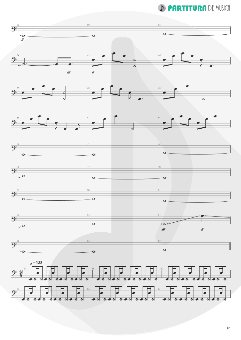 Partitura de musica de Baixo Elétrico - Woodpecker From Mars | Faith No More | The Real Thing 1989 - pag 3