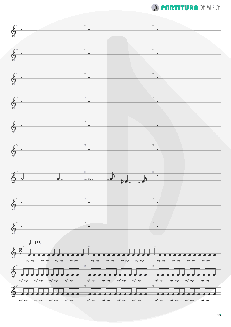 Partitura de musica de Guitarra Elétrica - Woodpecker From Mars | Faith No More | The Real Thing 1989 - pag 3