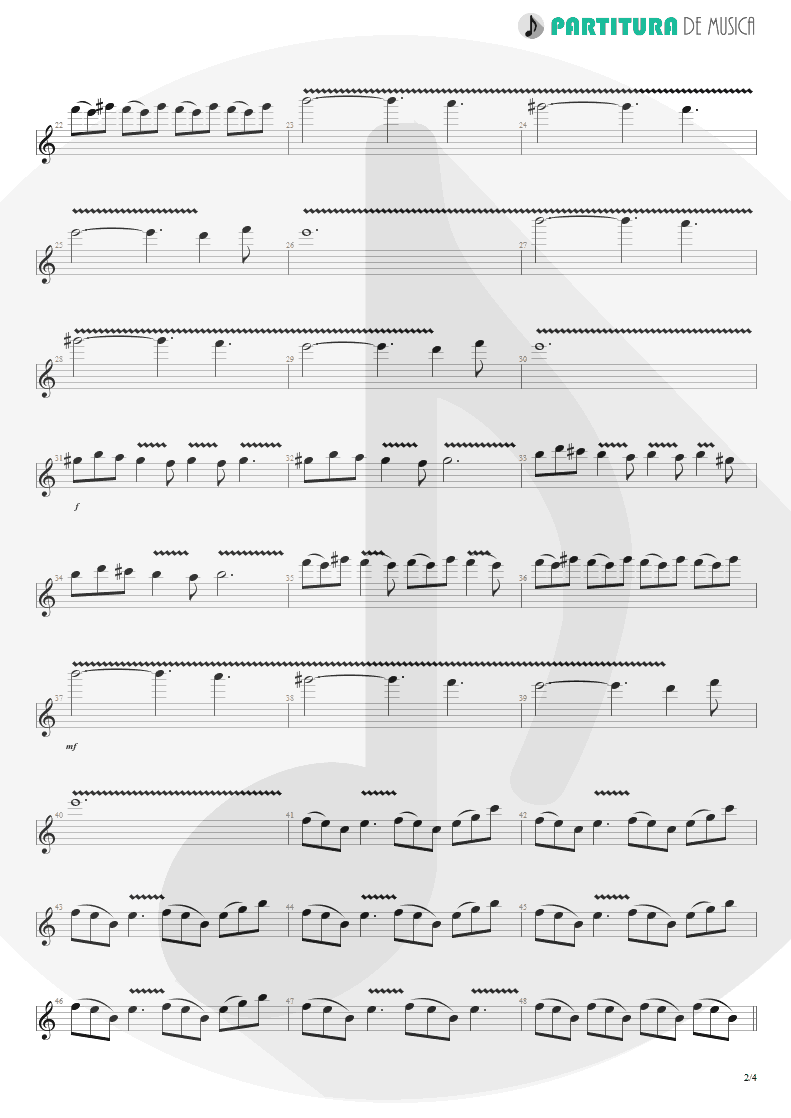 Partitura de musica de Guitarra Elétrica - Woodpecker From Mars | Faith No More | The Real Thing 1989 - pag 2