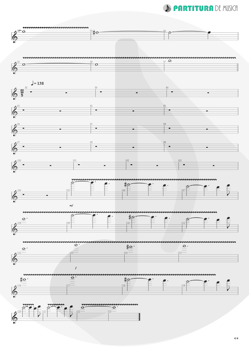 Partitura de musica de Guitarra Elétrica - Woodpecker From Mars | Faith No More | The Real Thing 1989 - pag 4