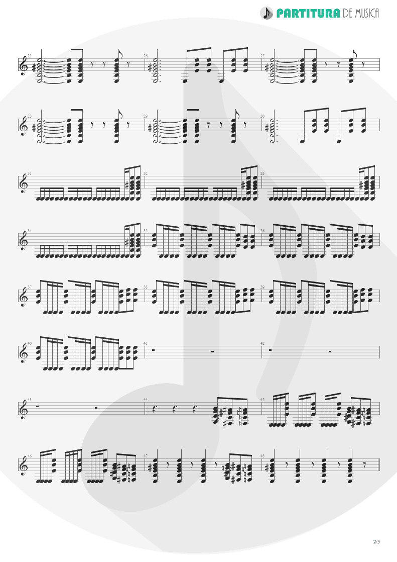 Partitura de musica de Guitarra Elétrica - Woodpecker From Mars | Faith No More | The Real Thing 1989 - pag 2