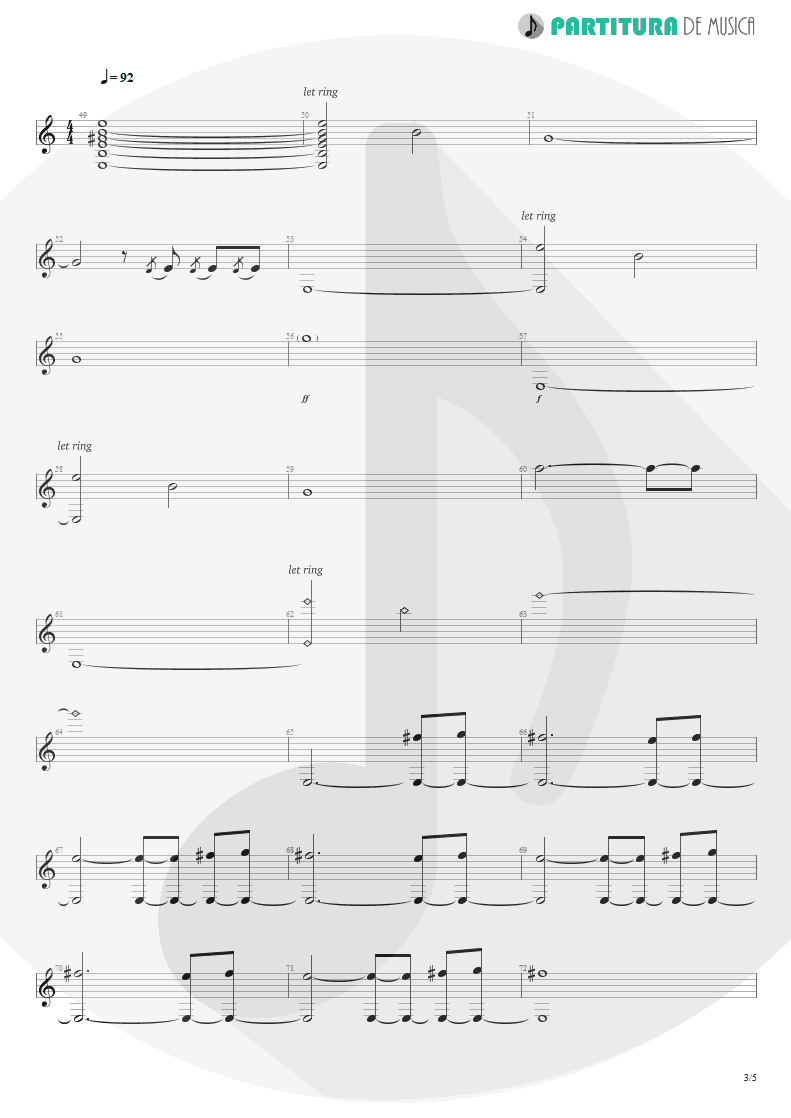 Partitura de musica de Guitarra Elétrica - Woodpecker From Mars | Faith No More | The Real Thing 1989 - pag 3