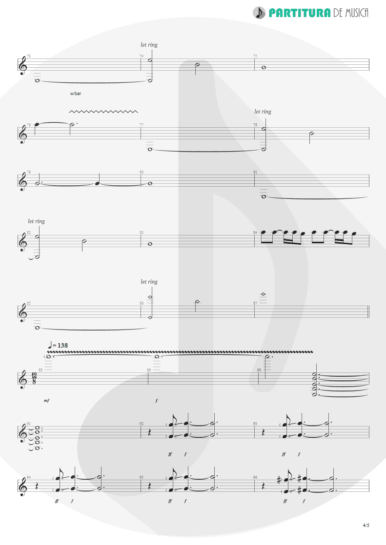 Partitura de musica de Guitarra Elétrica - Woodpecker From Mars | Faith No More | The Real Thing 1989 - pag 4