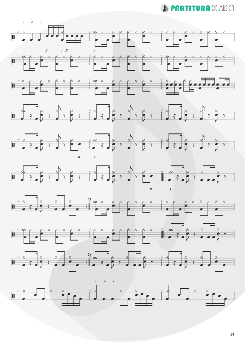 Partitura de musica de Bateria - A Small Victory | Faith No More | Angel Dust 1992 - pag 2