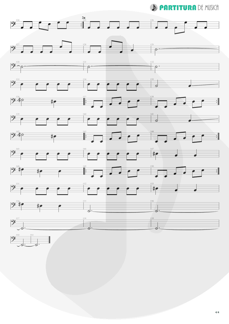 Partitura de musica de Baixo Elétrico - Caffeine | Faith No More | Angel Dust 1992 - pag 4