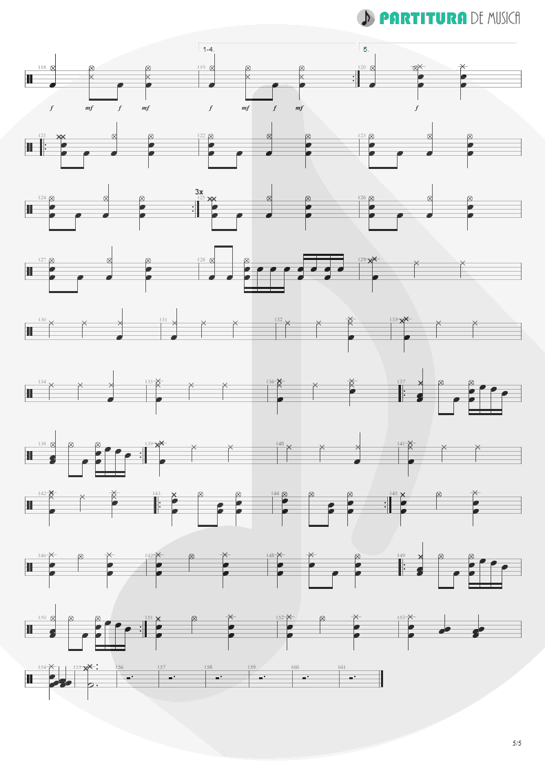 Partitura de musica de Bateria - Caffeine | Faith No More | Angel Dust 1992 - pag 5