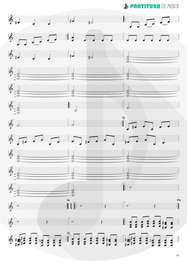 Partitura de musica de Guitarra Elétrica - Caffeine | Faith No More | Angel Dust 1992 - pag 3