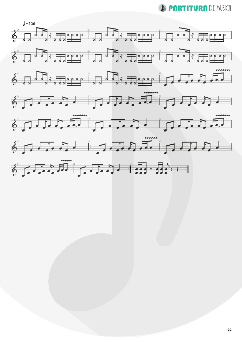 Partitura de musica de Guitarra Elétrica - Crack Hitler | Faith No More | Angel Dust 1992 - pag 2