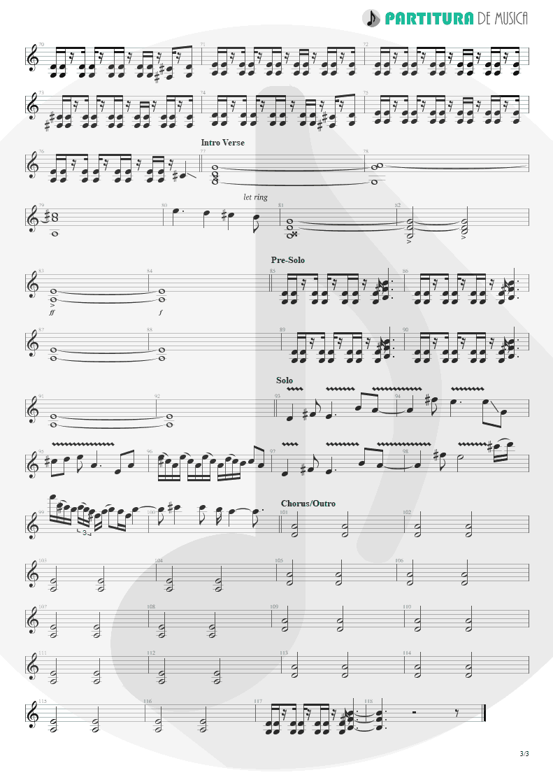 Partitura de musica de Guitarra Elétrica - Everything's Ruined | Faith No More | Angel Dust 1992 - pag 3