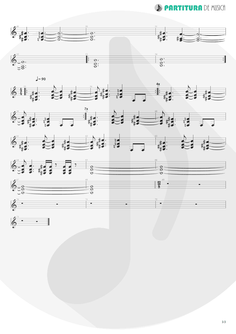 Partitura de musica de Guitarra Elétrica - Jizzlobber | Faith No More | Angel Dust 1992 - pag 3