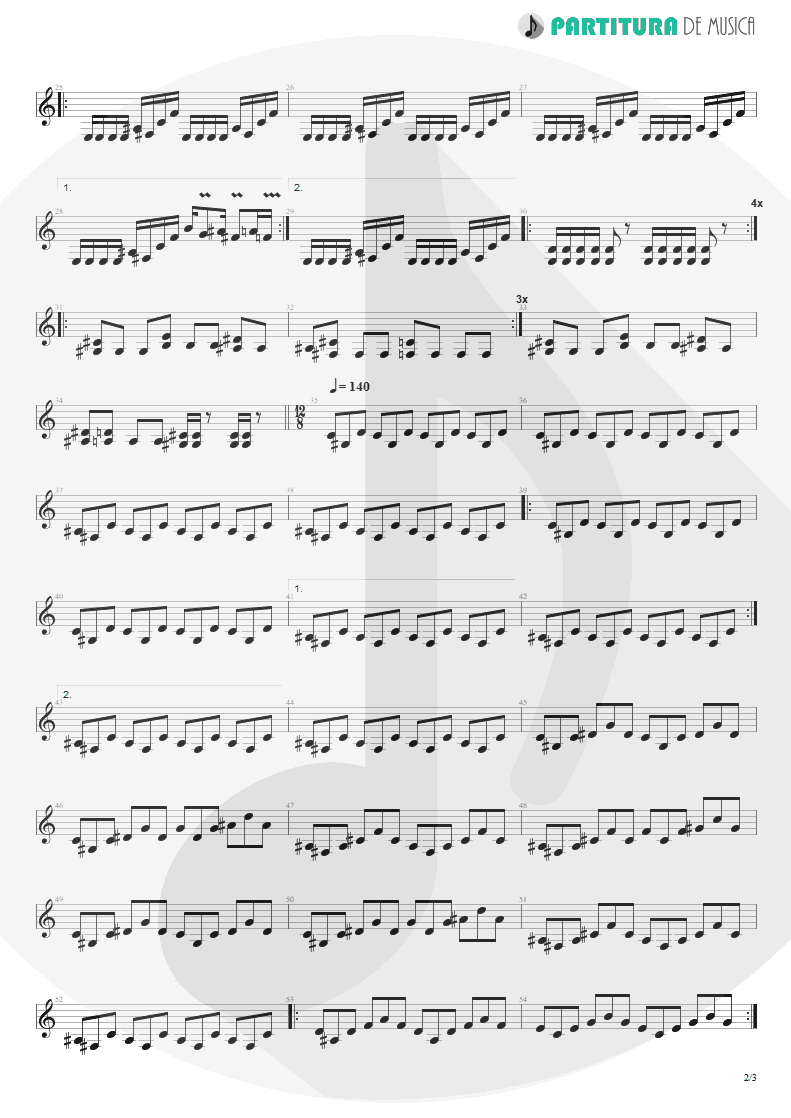 Partitura de musica de Guitarra Elétrica - Jizzlobber | Faith No More | Angel Dust 1992 - pag 2