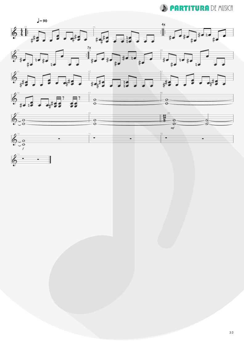 Partitura de musica de Guitarra Elétrica - Jizzlobber | Faith No More | Angel Dust 1992 - pag 3