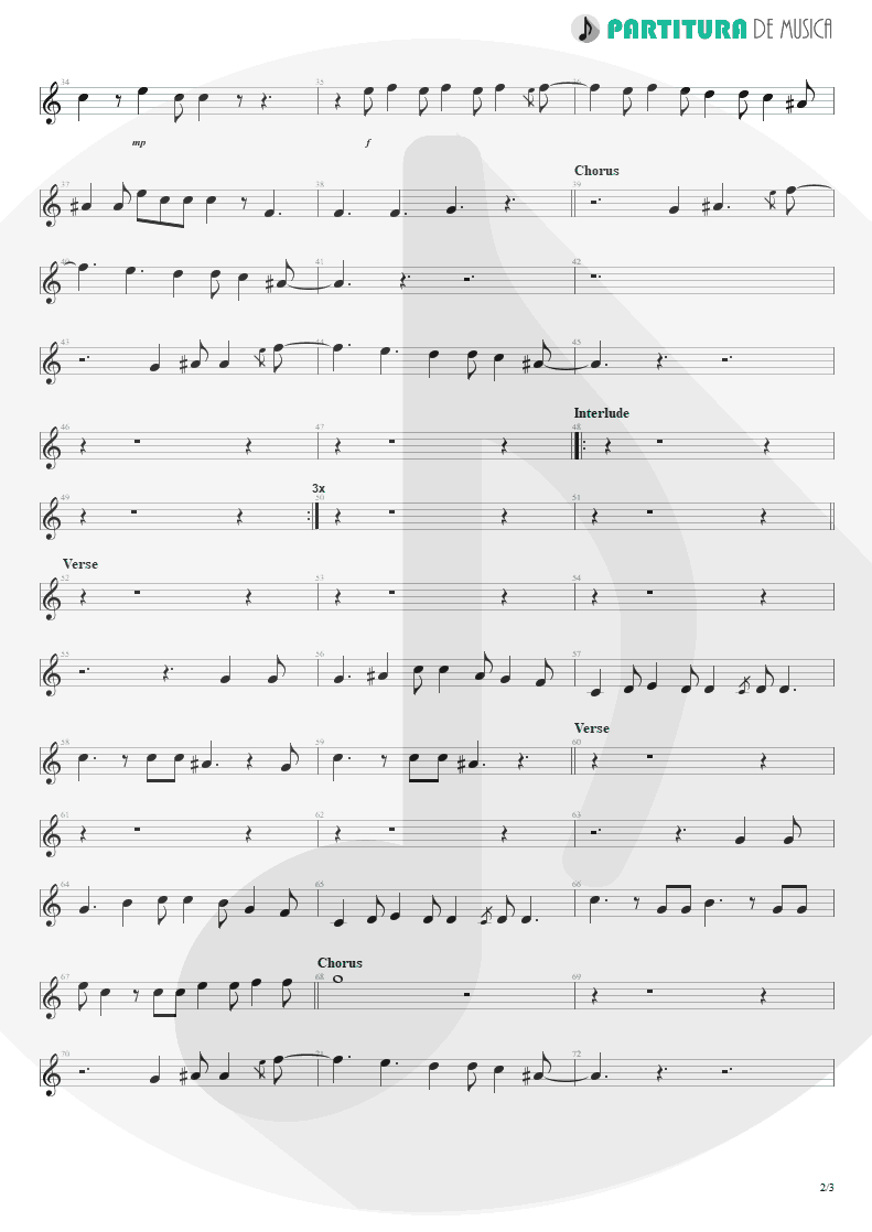 Partitura de musica de Canto - Land Of Sunshine | Faith No More | Angel Dust 1992 - pag 2