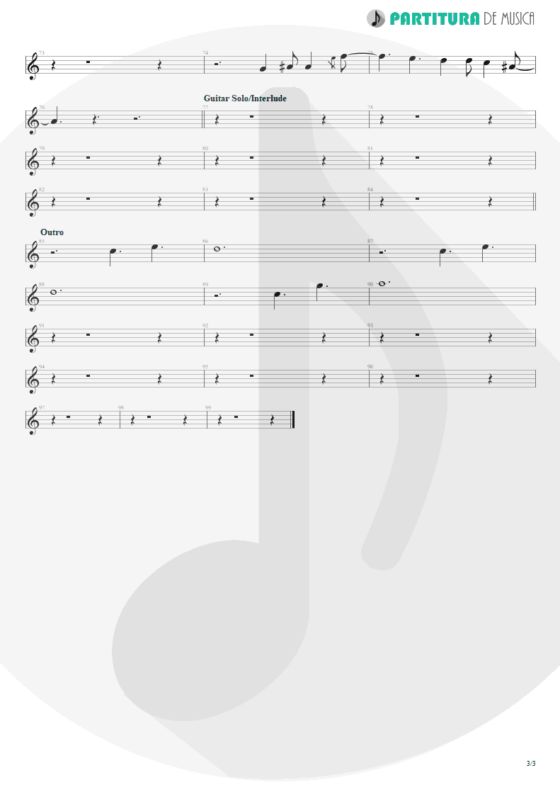 Partitura de musica de Canto - Land Of Sunshine | Faith No More | Angel Dust 1992 - pag 3