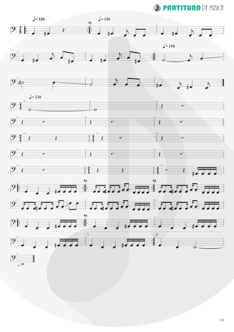 Partitura de musica de Baixo Elétrico - Malpractice | Faith No More | Angel Dust 1992 - pag 2