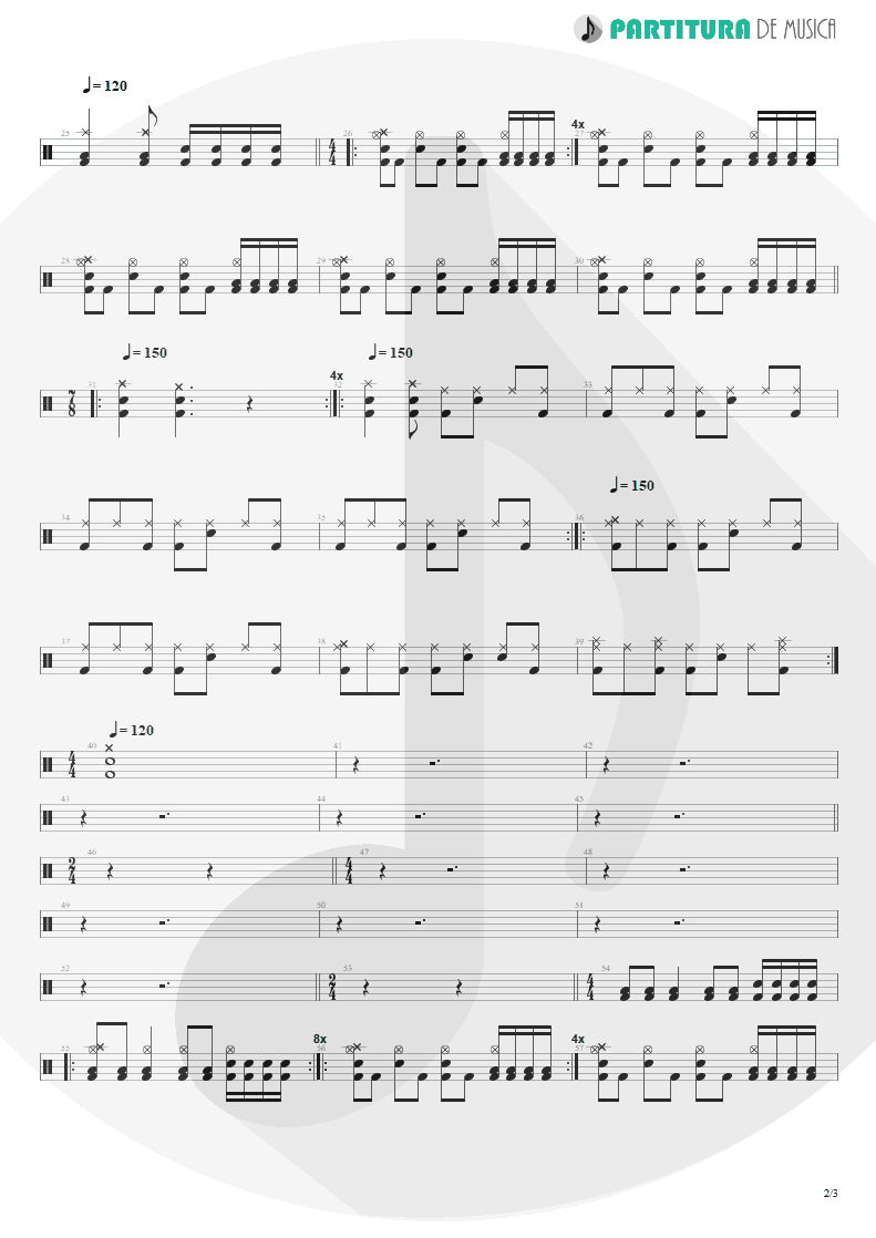 Partitura de musica de Bateria - Malpractice | Faith No More | Angel Dust 1992 - pag 2