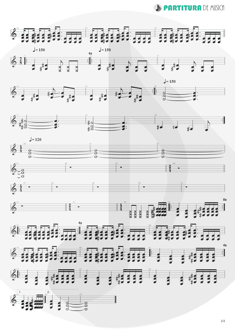 Partitura de musica de Guitarra Elétrica - Malpractice | Faith No More | Angel Dust 1992 - pag 2