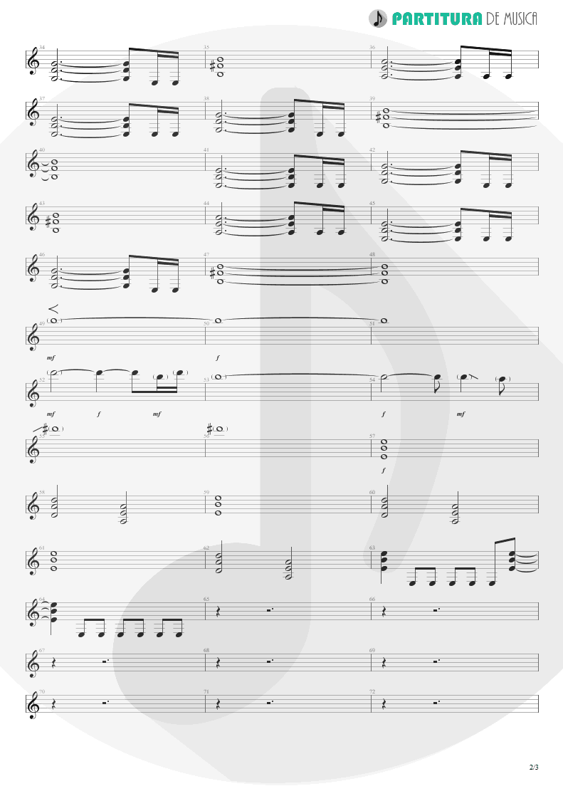 Partitura de musica de Guitarra Elétrica - Midlife Crisis | Faith No More | Angel Dust 1992 - pag 2