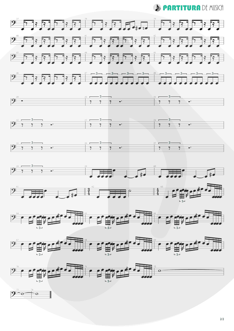 Partitura de musica de Baixo Elétrico - Smaller And Smaller | Faith No More | Angel Dust 1992 - pag 2