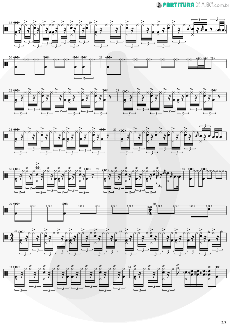 Partitura de musica de Bateria - Easy | Faith No More | Easy 1993 - pag 2