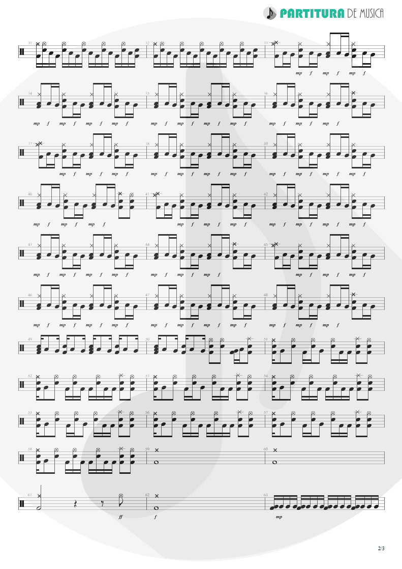 Partitura de musica de Bateria - Cuckoo For Caca | Faith No More | King for a Day... Fool for a Lifetime 1995 - pag 2