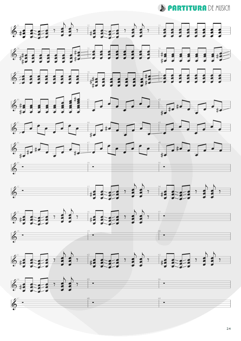 Partitura de musica de Guitarra Elétrica - Digging The Grave | Faith No More | King for a Day... Fool for a Lifetime 1995 - pag 2