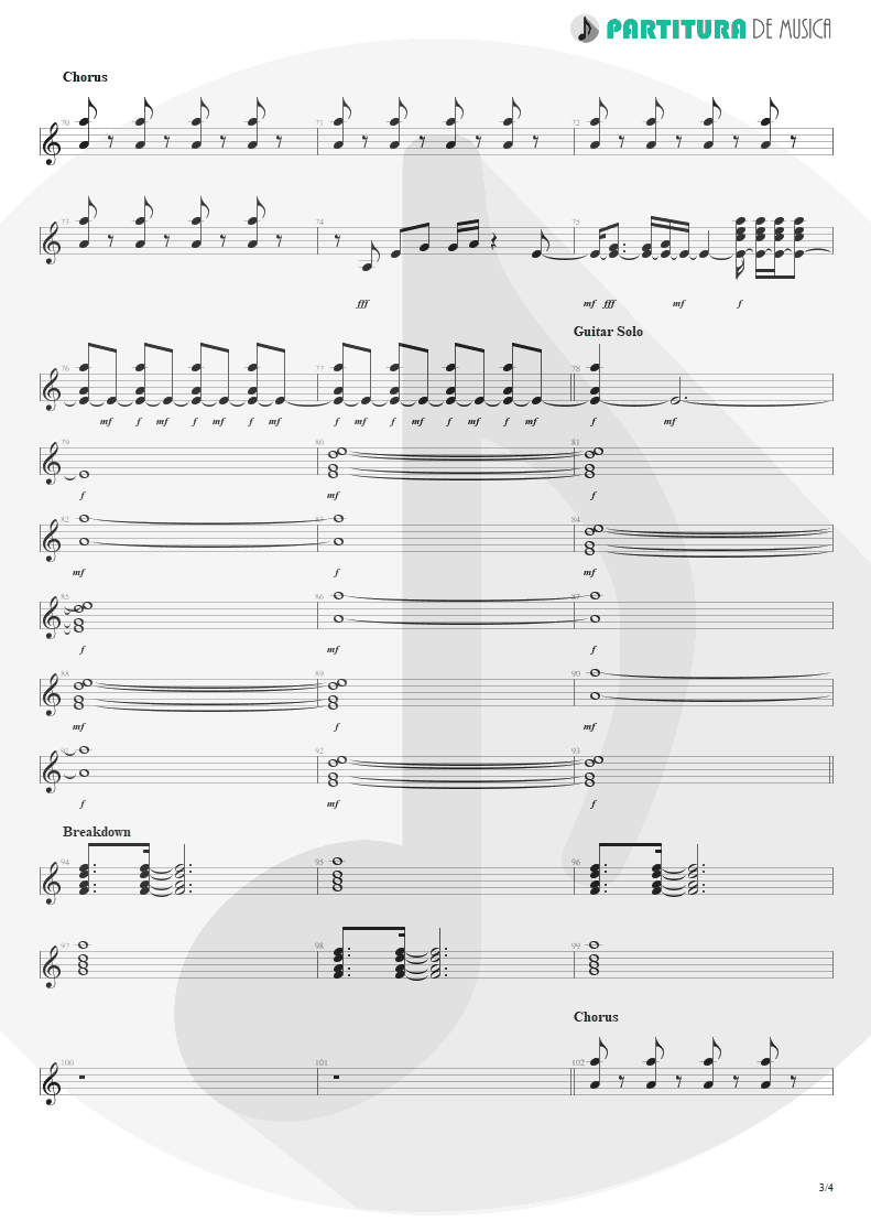 Partitura de musica de Guitarra Elétrica - Evidence | Faith No More | King for a Day... Fool for a Lifetime 1995 - pag 3