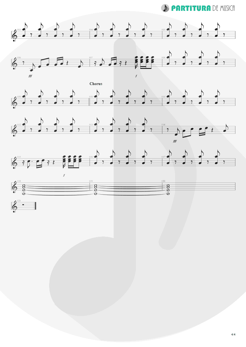 Partitura de musica de Guitarra Elétrica - Evidence | Faith No More | King for a Day... Fool for a Lifetime 1995 - pag 4