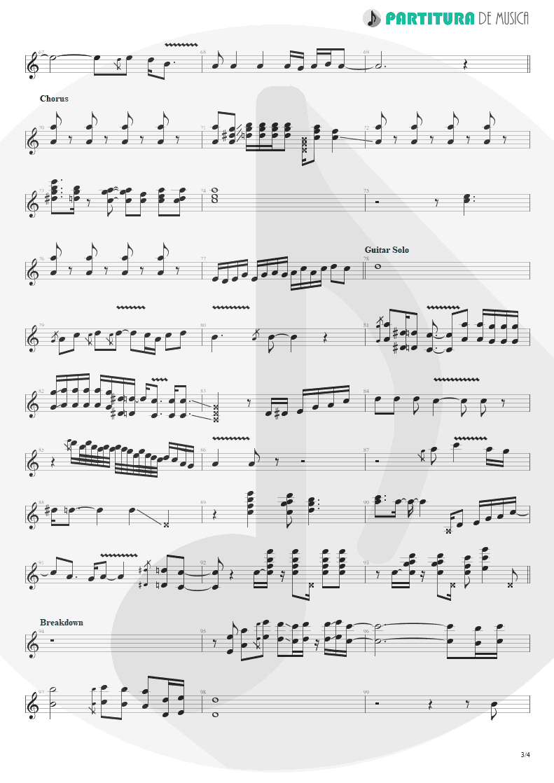 Partitura de musica de Guitarra Elétrica - Evidence | Faith No More | King for a Day... Fool for a Lifetime 1995 - pag 3