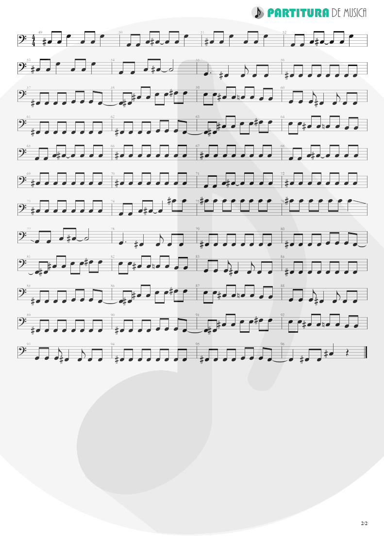 Partitura de musica de Baixo Elétrico - Get Out | Faith No More | King for a Day... Fool for a Lifetime 1995 - pag 2