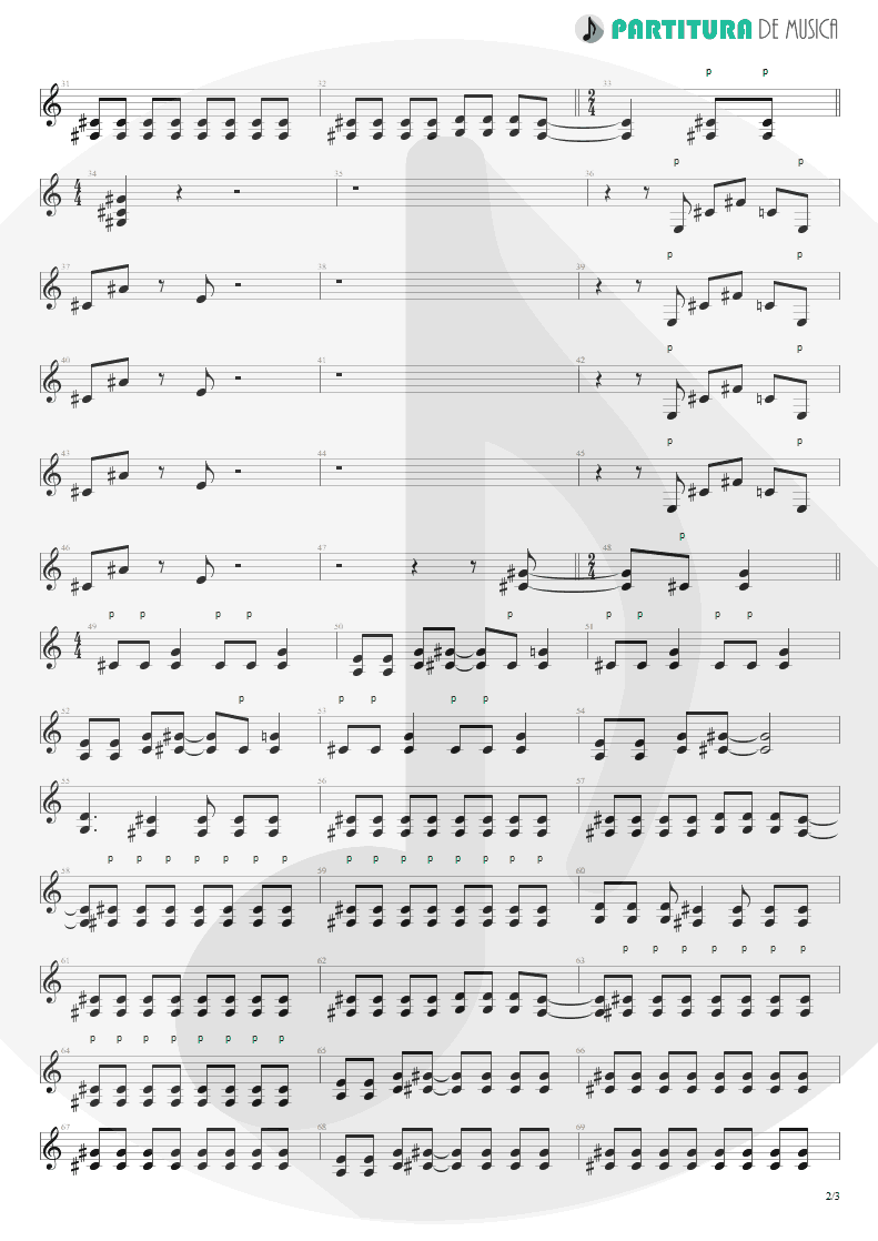 Partitura de musica de Guitarra Elétrica - Get Out | Faith No More | King for a Day... Fool for a Lifetime 1995 - pag 2