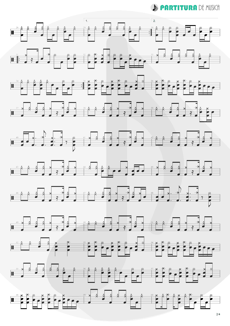 Partitura de musica de Bateria - King For A Day | Faith No More | King for a Day... Fool for a Lifetime 1995 - pag 2