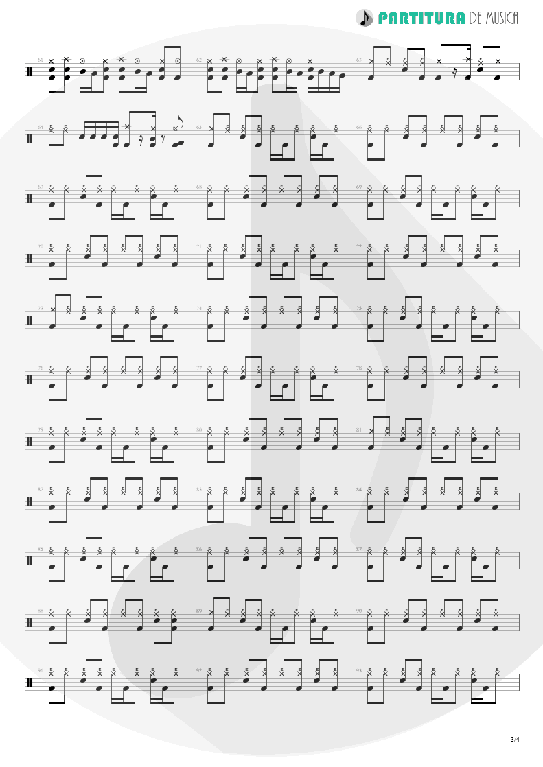 Partitura de musica de Bateria - King For A Day | Faith No More | King for a Day... Fool for a Lifetime 1995 - pag 3