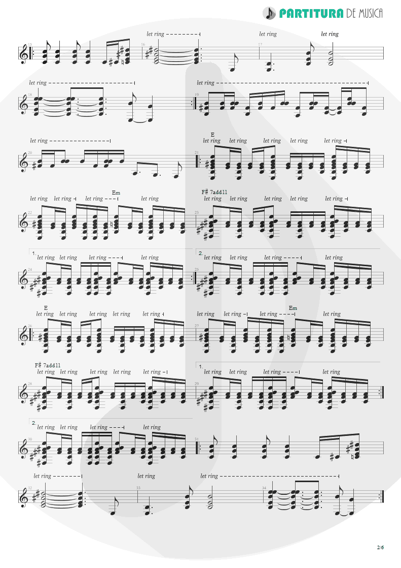 Partitura de musica de Guitarra Elétrica - King For A Day | Faith No More | King for a Day... Fool for a Lifetime 1995 - pag 2