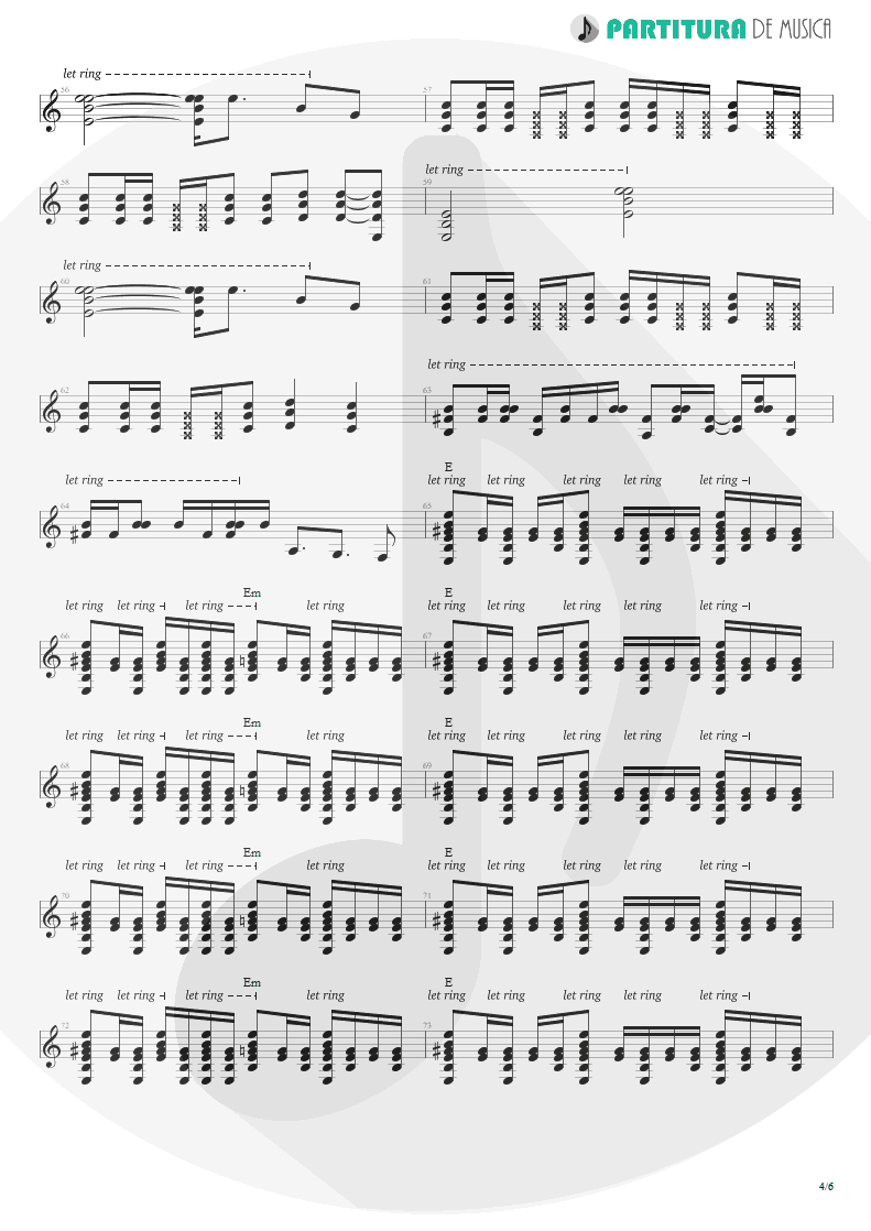 Partitura de musica de Guitarra Elétrica - King For A Day | Faith No More | King for a Day... Fool for a Lifetime 1995 - pag 4