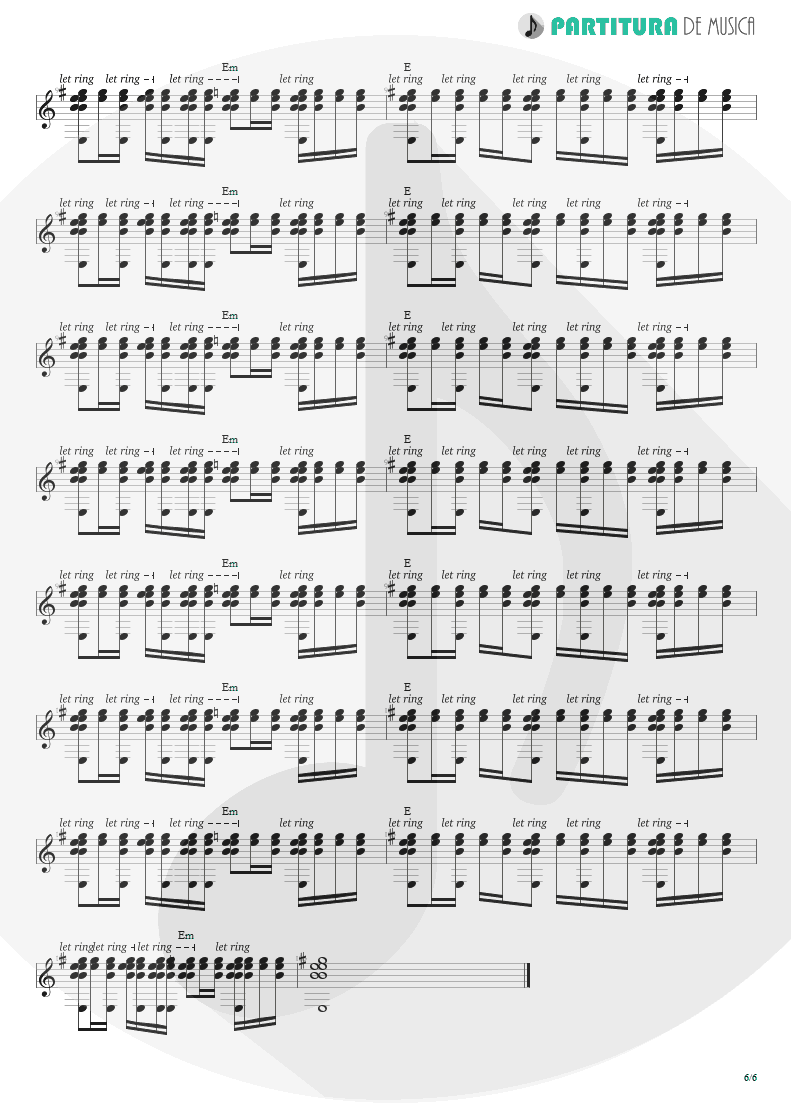 Partitura de musica de Guitarra Elétrica - King For A Day | Faith No More | King for a Day... Fool for a Lifetime 1995 - pag 6