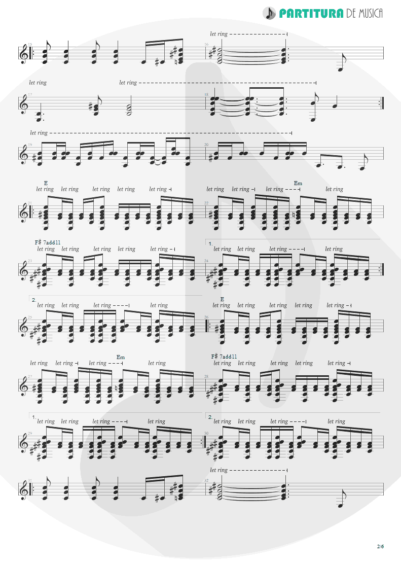 Partitura de musica de Guitarra Elétrica - King For A Day | Faith No More | King for a Day... Fool for a Lifetime 1995 - pag 2