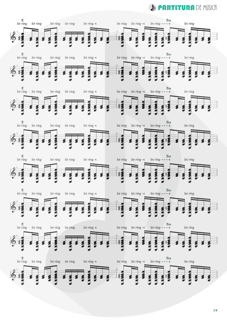 Partitura de musica de Guitarra Elétrica - King For A Day | Faith No More | King for a Day... Fool for a Lifetime 1995 - pag 5