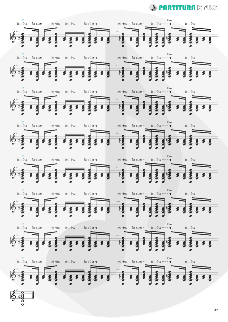 Partitura de musica de Guitarra Elétrica - King For A Day | Faith No More | King for a Day... Fool for a Lifetime 1995 - pag 6