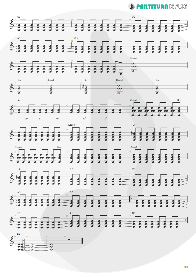 Partitura de musica de Guitarra Elétrica - Ricochet | Faith No More | King for a Day... Fool for a Lifetime 1995 - pag 2