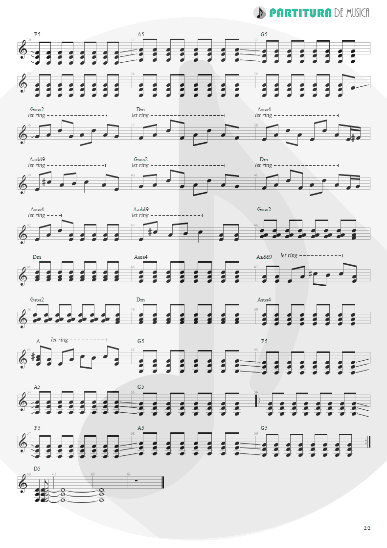 Partitura de musica de Guitarra Elétrica - Ricochet | Faith No More | King for a Day... Fool for a Lifetime 1995 - pag 2